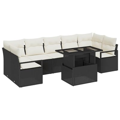 vidaXL - Tuinbank - Set - 8 - st - 7-Aantal - zitplaatsen - Zwart - en - Crème