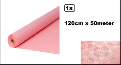 Luxe Tafel kleed op rol roze 120cm x 50meter - Papier - Zelf op maat te knippen - Kerst Tafelkleed op rol tafel dekken rol gala huwelijk thema feest kerst festival restaurant food
