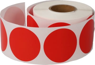 500 Etiketten Stickers Rond Rood 20 mm op Rol Gekleurd - Sluitzegels Markeringspunten Blanco Labels - Dappaz