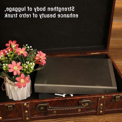 Vintage leren koffer voor reizen, kleine weekendtas met aluminium slot, decoratieve reiskoffer voor mannen en vrouwen, bruin, 52x32x17 cm