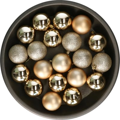 Christmas Decoration kerstballen - 20x - 6 cm - champagne - kunststof - kerstversiering