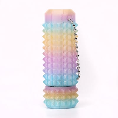 Little Fidget speelgoed-3D print-sleutelhanger-met klikknop-draaibaar-zintuiglijk-angst en stressvermindering-Kristal geel-blauw-paars