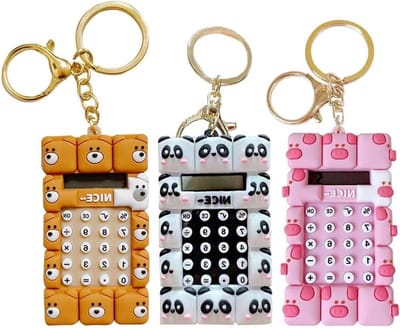 Mini Rekenmachines - Zakcalculators - Snelle Berekeningen - Met Sleutelhanger - 3 Stuks - Candy Kleuren