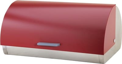 Michelino Rode Broodtrommel RVS – Brooddoos Metaal – Grote Broodbox – Broodbewaarbox – Brood Bewaren – 38,5 x 28 x 18,5 cm