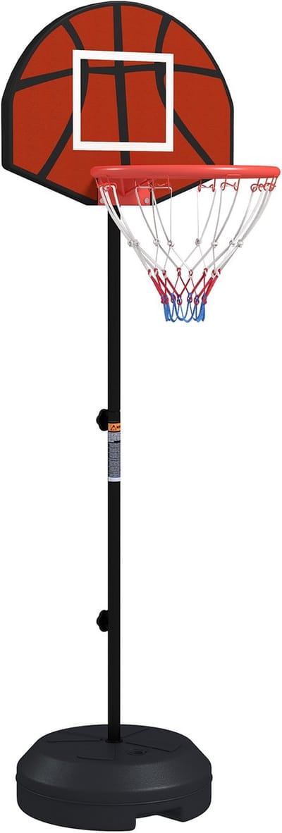 Basketbalstandaard 129-179 cm - Verstelbaar met Rollen - met Magnet Dartscheibe Indoor Outdoor - Staal - Zwart
