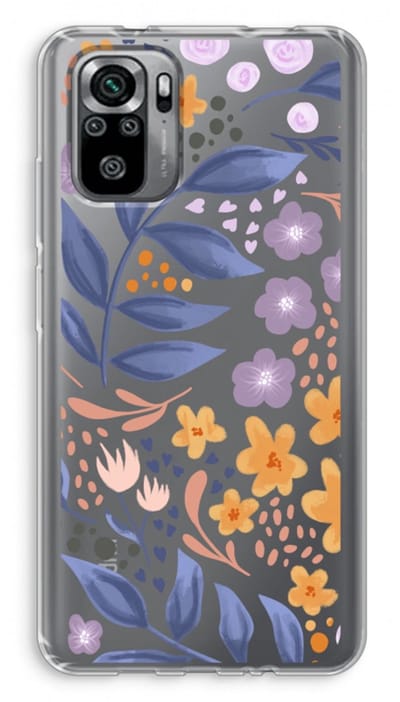 Case Company® - Hoesje geschikt voor Xiaomi Redmi Note 10S hoesje - Flowers with blue leaves - Soft Cover Telefoonhoesje - Bescherming aan alle Kanten en Schermrand