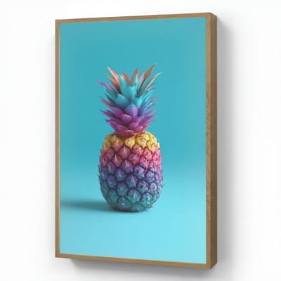 Wandlamp 60x90 cm - Oplaadbaar - Ananas - Regenboog - Blauw - Popart - Wandlampen binnen woonkamer - Slaapkamer lamp - Decoratieve nachtlamp - Vloerlamp draadloos