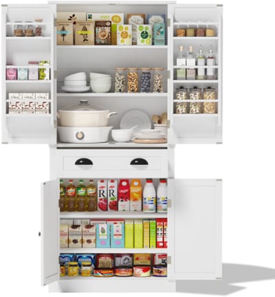 ROLIPO Keukenkast Vrijstaand – Keukenkast met Lade, 4 Verstelbare Legplanken en 6 Deurvakken – Opbergkast voor Keuken en Eetkamer - 80x40x182 cm