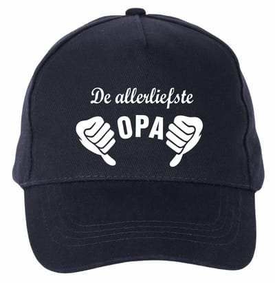 Mijncadeautje - 5 panel - Cap - Verstelbaar - Pet van 100% dik geborsteld katoen- unisex - opdruk wit - de allerliefste opa - navy blauw