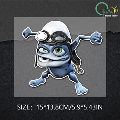 Autocollants Voiture Autocollants Moto Dessin Animé Grenouille Folle Drôle Accessoires Décoratifs, pour Couvrir leséraflures PVC Imperméable 15x13.8cm gray