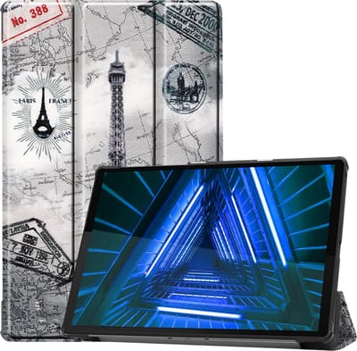 Hoesje Geschikt voor Lenovo Tab M10 FHD Plus (2e / 2nd Generatie) - Dun & Stevig - Trifold Bookcase - Hard Cover - Hardcover Book Case - Tablet Hoes - Eiffeltoren