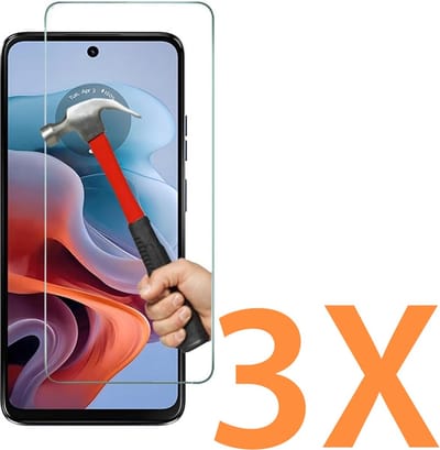 Glasplaatje Geschikt voor: Motorola Moto G34 / G34 5G- 3x Screenprotector - screen protector - glas - bescherm - beschermglas