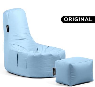 Casacomfy Gamer Original - Zitzak met Voetbankje - Volwassenen & Tieners - Ergonomisch - Waterbestendig - Lichtblauw