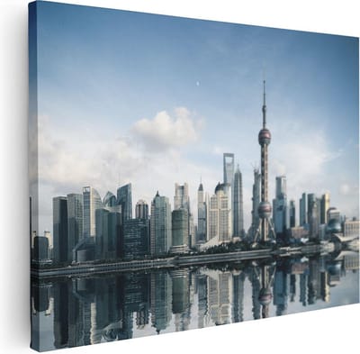Artaza Canvas Schilderij Stad - 40x30 cm - Klein - Wanddecoratie Skyline - Muurdecoratie Woonkamer - Kamer Accessoires