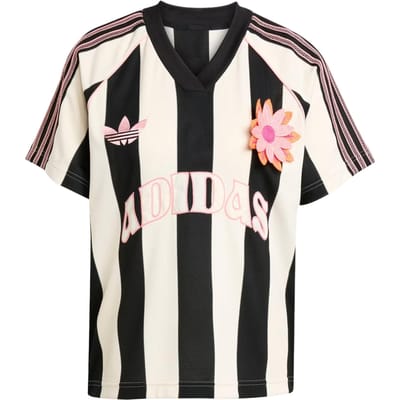 Adidas Gestreept Los V-Hals T-shirt met Korte Mouwen Dames Tops Magic-White KC0672 XXS black