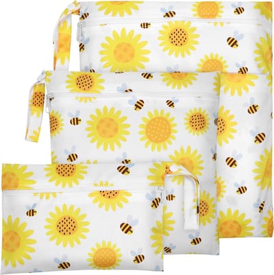 Herbruikbare natte droogzak voor babyluiers - Set van 3 - Waterdichte tas voor zwemmen, strand en reizen