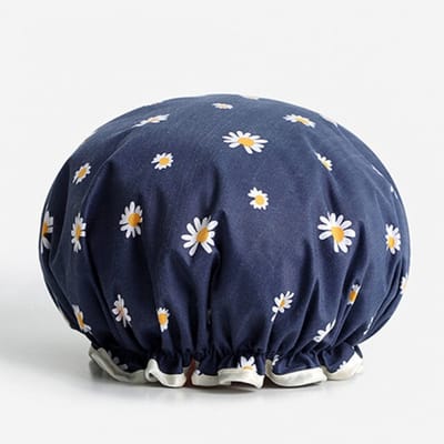 2  x Dikke Douche muts - Shower Cap - Blue Daisy - Waterdicht - BadMuts - Dubbele Laag - Douchemuts Haar Cover Bedekking - Vrouwen Benodigdheden DoucheCap Badkamer Accessoires