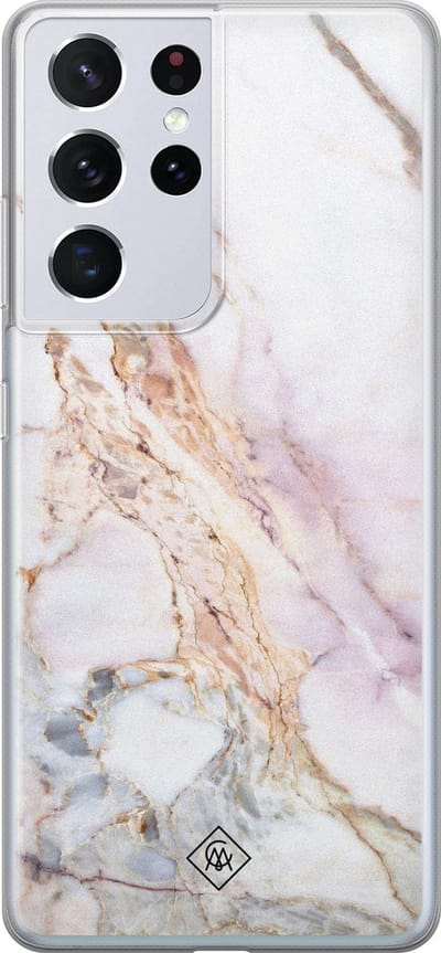 Casimoda® hoesje - Geschikt voor Samsung S21 Ultra - Parelmoer Marmer - Backcover - Siliconen/TPU - Multi