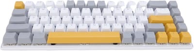 SnelShoppen - Mechanisch Gaming Toetsenbord Bedraad 60% 68 Toetsen RGB met Blauwe Schakelaar, Ghosting-bescherming, Geel Grijs Wit - Perfect voor PC e