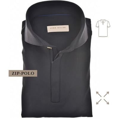 John Miller Slim-Fit Hyperstretch Short Sleeve Zip-Polo Zwart / male