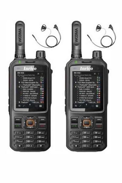 Set van 2 Inrico T320 V2 4G LTE Zello Portofoon, GPS, Wifi met D-shape oortje