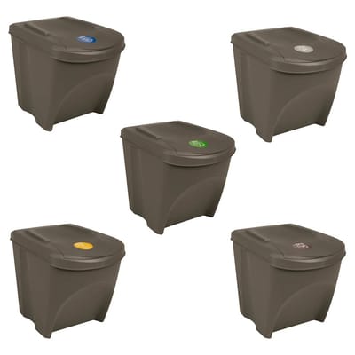 vidaXL - Vuilnisbakken - 3 - st - stapelbaar - 75 - L - polypropeen - grijs