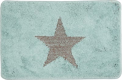 Clayre & Eef Badmat 58x38x1 cm Blauw Polyester Ster