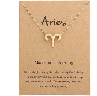 Bixorp Stars Ram / Aries Ketting - Goudkleurige Ketting op Cadeau Kaartje - Sterrenbeeld / Zodiac Hanger