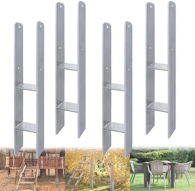 H-paalhouders - Paalankers Grondankers - Houtconstructies Verankeren - Thermisch Verzinkt Staal - 600 mm Lengte - Zilver