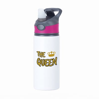 Hacebo® - The queen waterfles met rietje roze - Koningin - een koningin - verjaardagscadeau - kroontje - kado - gift - geschenk - water fles - 650ML
