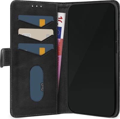 Mobilize Telefoonhoesje geschikt voor Samsung Galaxy S24 Ultra Hoesje Echt Leer | Mobilize Wallet Bookcase Portemonnee | Pasjeshouder voor 3 Pasjes | Telefoonhoesje voor Pinpas / OV Kaart / Rijbewijs - Zwart