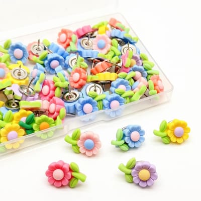 Cosensi- Bloemennaalden 50 Stuks - Decoratieve Pushpins - Zonnebloemnaalden - Prikbord Spelden - Hars/Stalen Naald - Afmetingen 20x13mm