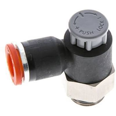 L-stuk Regelventiel 8 mm - G1/4'' Regeling-in Messing/Nylon Borgmoer