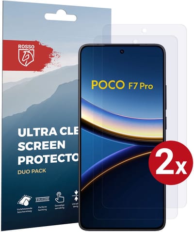 Rosso Screen Protector Geschikt voor Xiaomi Poco F7 Pro | Ultra Clear Duo Pack | TPU Folie | Case Friendly Beschermfolie | 2 Stuks
