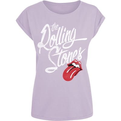 The Rolling Stones T-shirt - Script - S tot XL - voor Vrouwen - lila