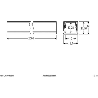 EVN APFLAT7 alu-profiel 200cm, U-profiel aluminium