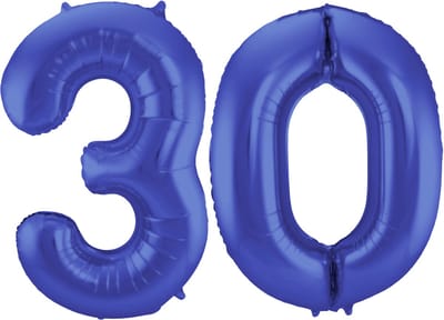Folat Verjaardag Leeftijd folieballon - 30 jaar - blauw - 86 cm - cijferballon groot