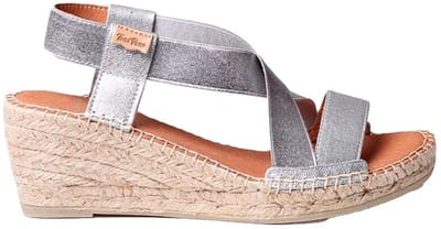 Toni Pons Tura-rc Esparto Sleehak Sandalen Zilver EU 35 Vrouw