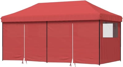 Partytent Inklapbaar - Feesttent Paviljoen - Buitenfeesten Organiseren - Met 4 Zijwanden - 580x292x315 cm - Bordeauxrood