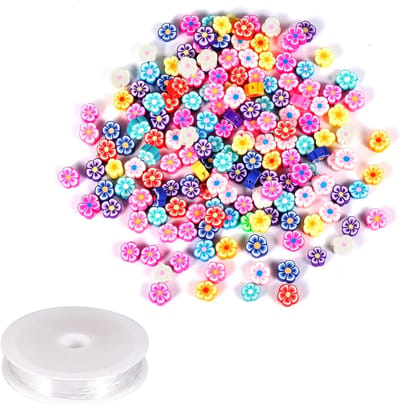 150 Stuks Bloemvormige Kralen voor Sieraden Maken, Kleurrijke Polymer Kralen met Elastisch Touw voor Armbanden, Kettingen en Creatieve DIY Projecten