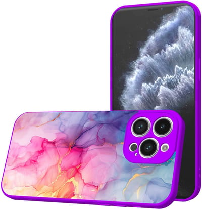 Smartphonica Telefoonhoesje Geschikt voor iPhone 11 Pro met Regenboog Marmer opdruk - TPU Back Cover Case Rainbow Marble Design - Paars geschikt voor iPhone 11 Pro