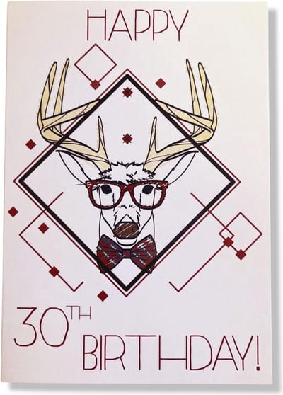 Hoera 30 Jaar! Luxe verjaardagskaart - 12x17cm - Gevouwen Wenskaart inclusief envelop - Leeftijdkaart