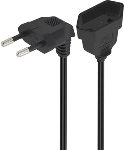 GELRHONR Power Extension Cable, 90 Degrees, 2.5 A/250 V, 0.75 mm² Rectangular Extension Cable for Type C Euro Plug to Type C Euro Plug to Type C Euro Robust for TV, PC, Monitor, Projector, Home