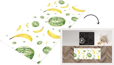 Keukenloper - Loper keuken - Meloenen - Bananen - Wit - 120x50 cm - Keukenloper vinyl