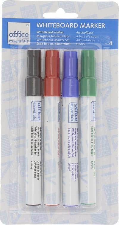 [Office essentials] Whiteboard markers - 4 kleuren - alcoholbasis - Marqueurs