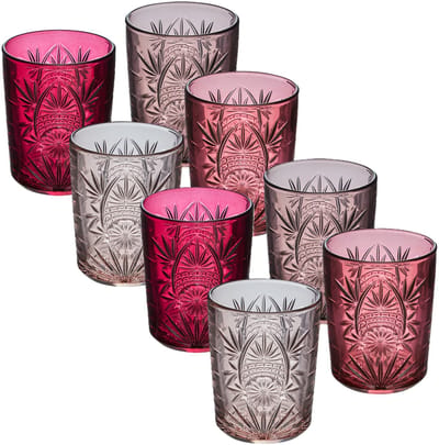 Secret de Gourmet Waterglazen / drinkglazen Ayla - 8x - transparant roze - 350 ml
