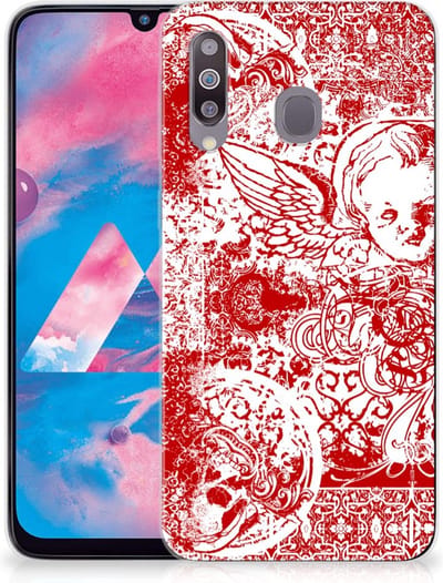 Silicone Back Case Samsung Galaxy M30 Angel Skull Rood