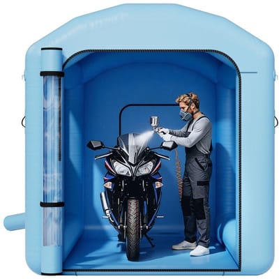 Cabine de Peinture Gonflable, 3 x 2,5 x 2,5 m, Cabine de Pulvérisation Gonflable avec Soufflerie Puissante de 550W et Système de Filtration d'Air, Toit Rond avec Crochet d'Éclairage, pour