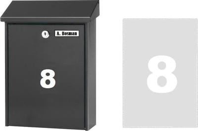 Huisnummer sticker 8 WIT (6cm hoog) / plakcijfer / cijfersticker