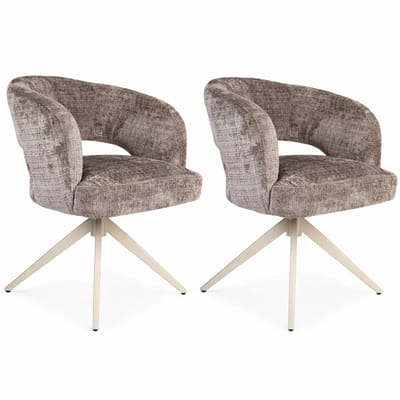 Eetkamerstoel Demi | Clay | Poot Sand | Met armleuning - eetkamerstoelen set van 2